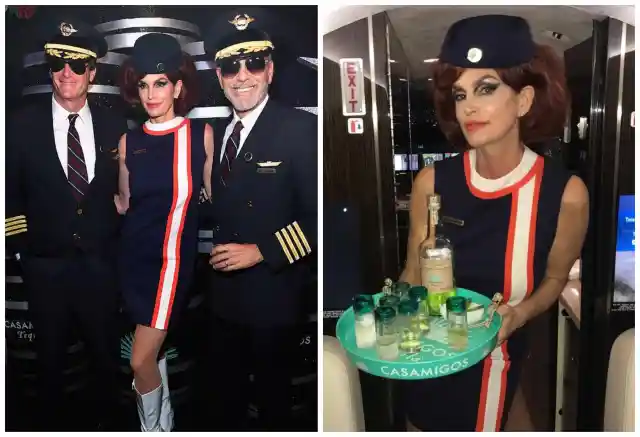 #25. Rande Gerber, Cindy Crawford, and George Clooney &ndash; Retro Pilots And A Flight Attendant