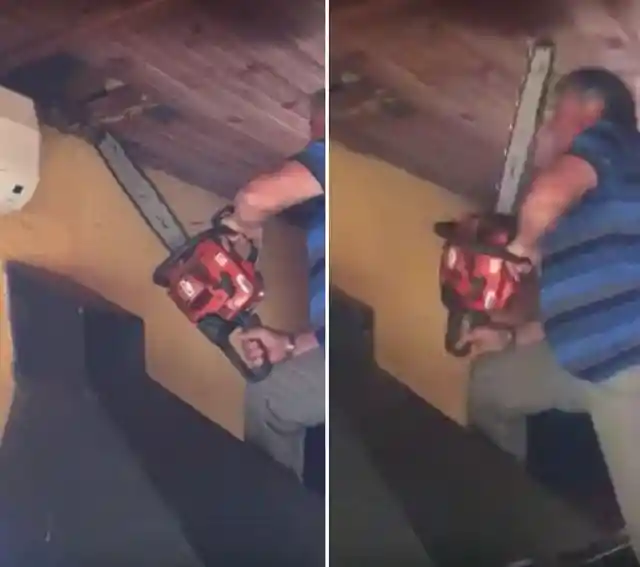 #17. Man Loses Control Of Chainsaw