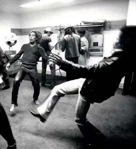 #10. Bob Marley And Jimi Hendrix Play Football