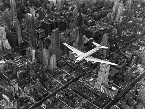 Airplane Flying Over Manhattan, 1939