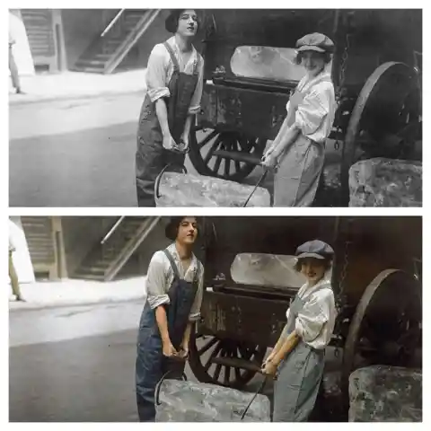 Girls Delivering Ice, 1918