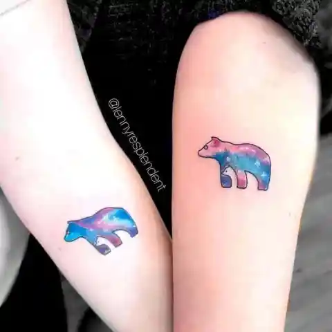 #3. Matching Watercolor Tattoo